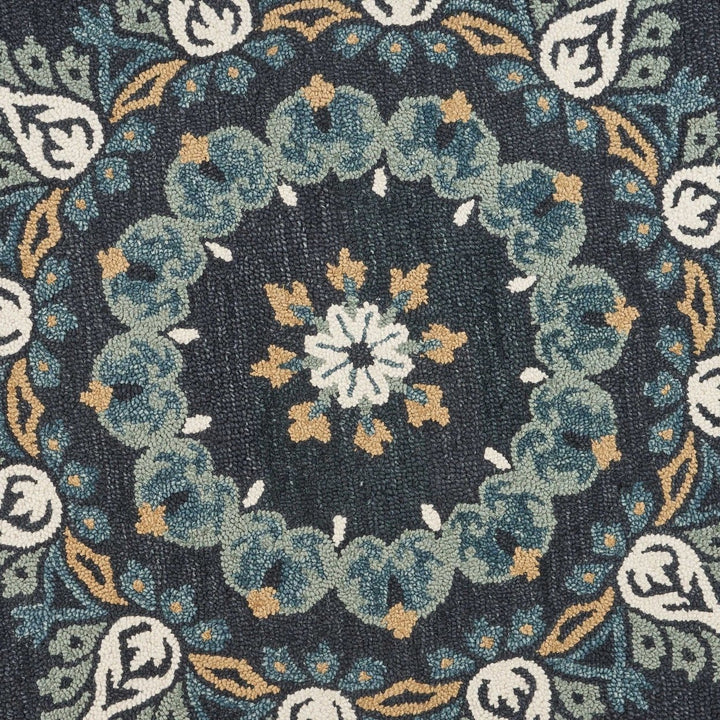 6 Round Black Floral Paradise Area Rug Image 12