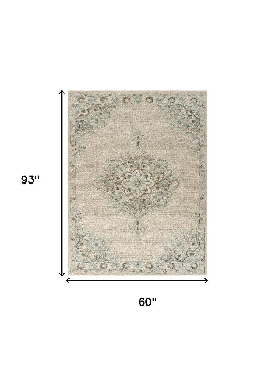 5 x 8 Ivory Wool Handmade Area Rug Image 7