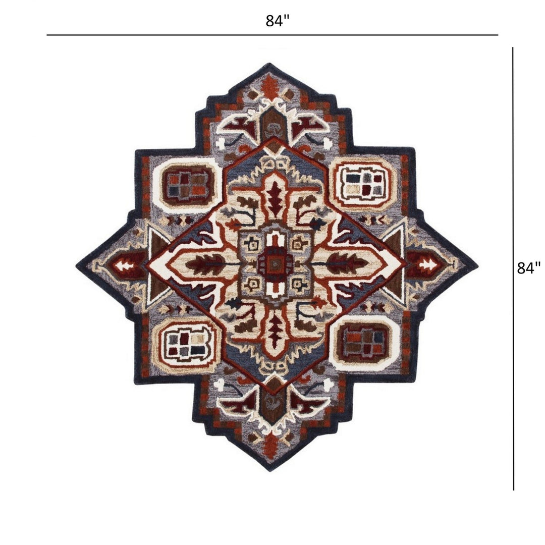 5 Maroon and Gray Medallion Area Rug Image 3