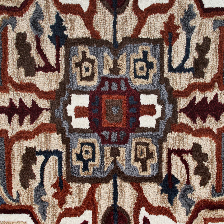 5 Maroon and Gray Medallion Area Rug Image 4