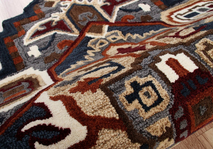 5 Maroon and Gray Medallion Area Rug Image 8