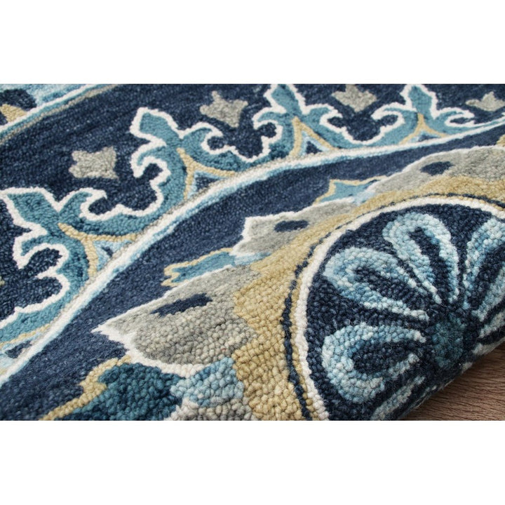 5 Round Blue Floral Medallion Area Rug Image 6