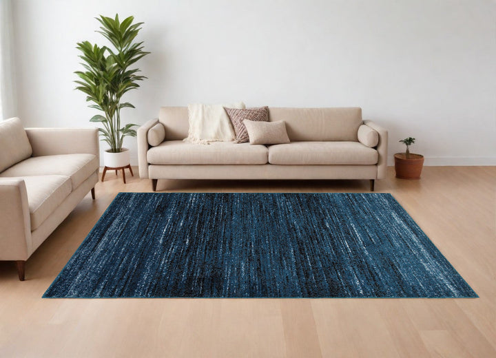 5 x 7 Blue Abstract Ocean Area Rug Image 3