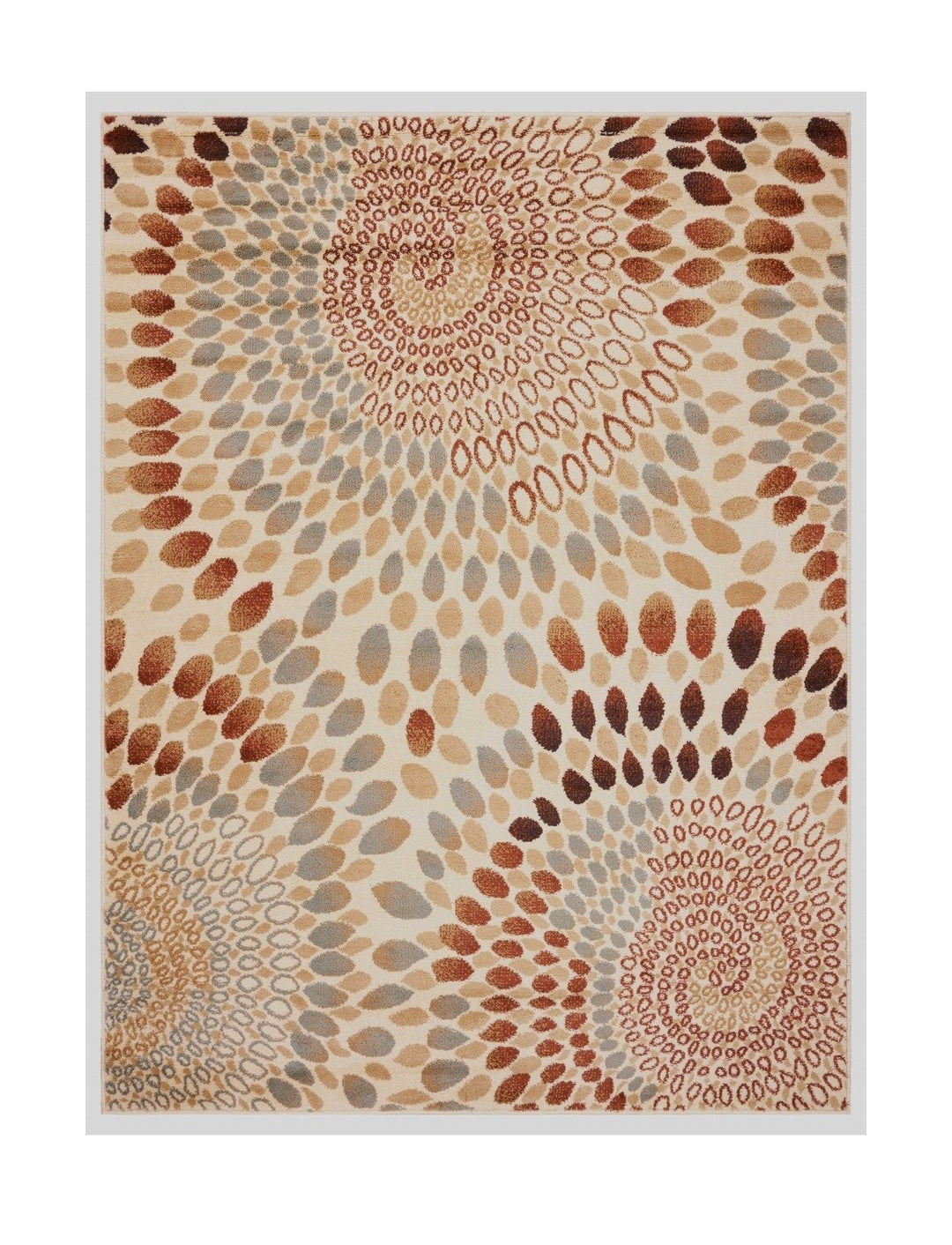 8 x 10 Cream and Brown Swirls Area Rug Image 2