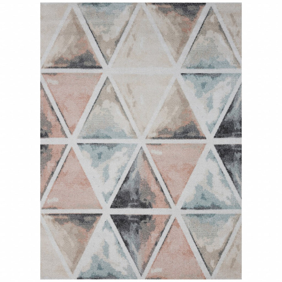 5 x 7 Ivory Watercolored Prism Area Rug Image 1