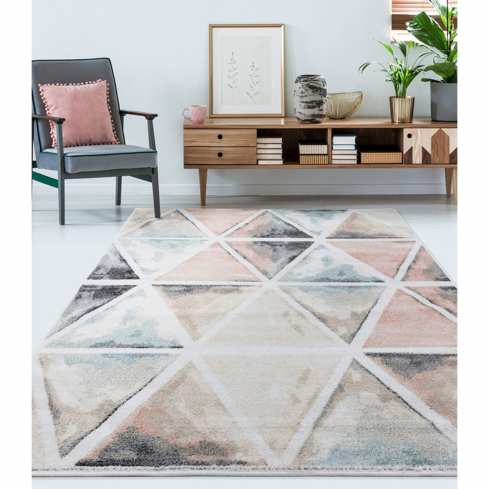 5 x 7 Ivory Watercolored Prism Area Rug Image 2