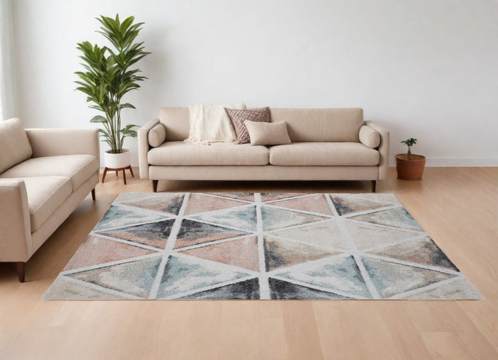 5 x 7 Ivory Watercolored Prism Area Rug Image 1