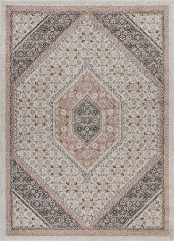 5 x 7 Gray and Blush Traditional Area Rug Image 1