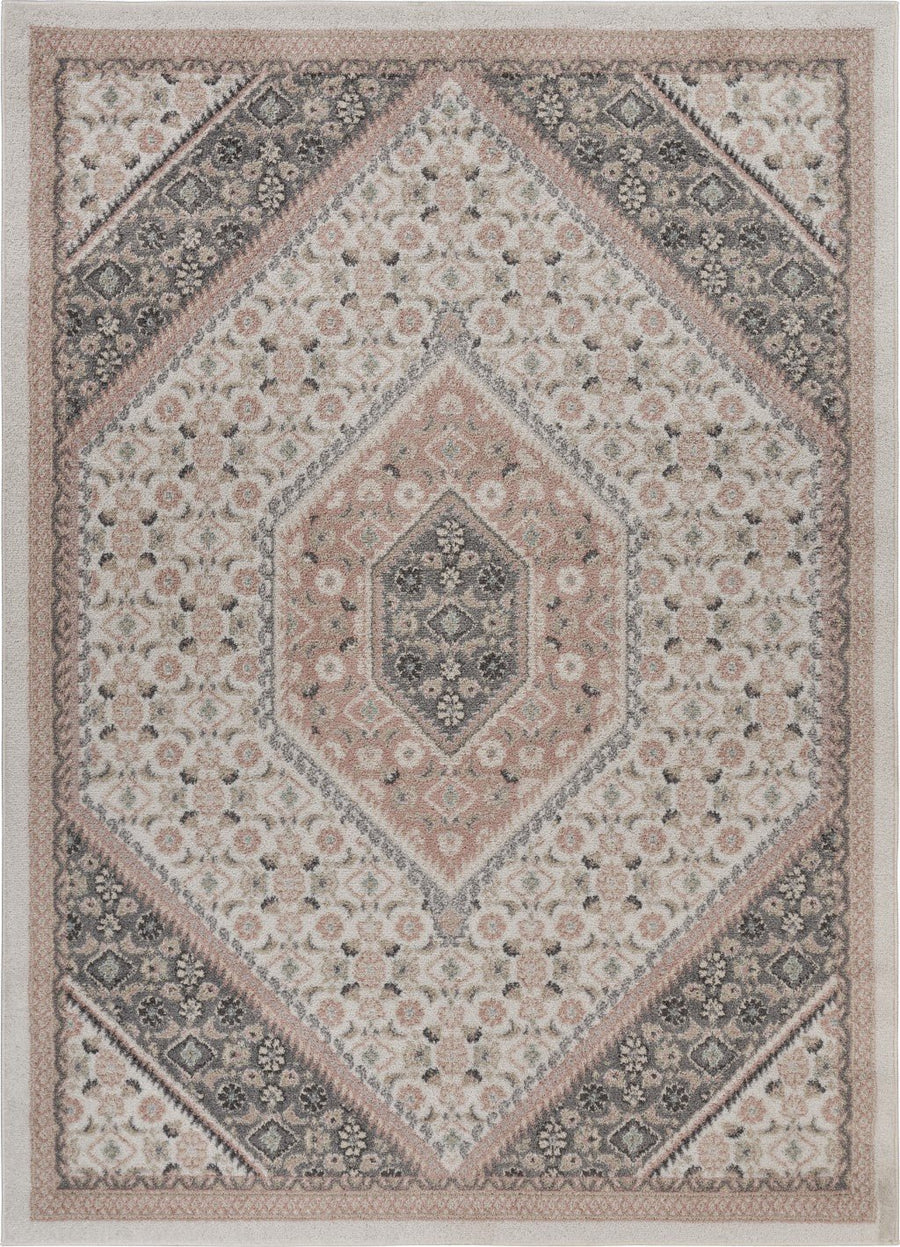 5 x 7 Gray and Blush Traditional Area Rug Image 1