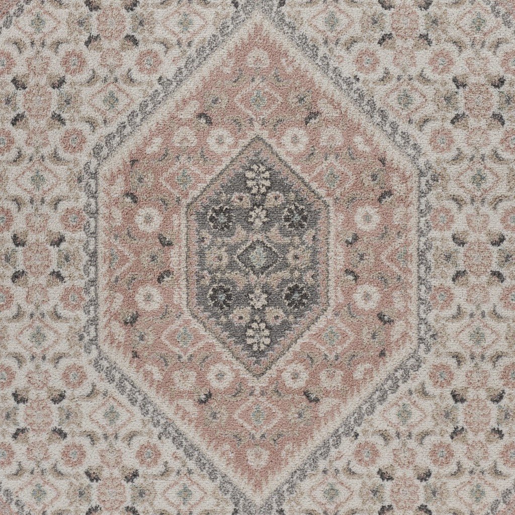 5 x 7 Gray and Blush Traditional Area Rug Image 4