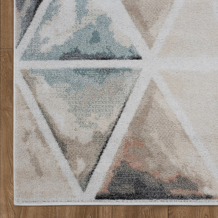 5 x 7 Ivory Watercolored Prism Area Rug Image 8