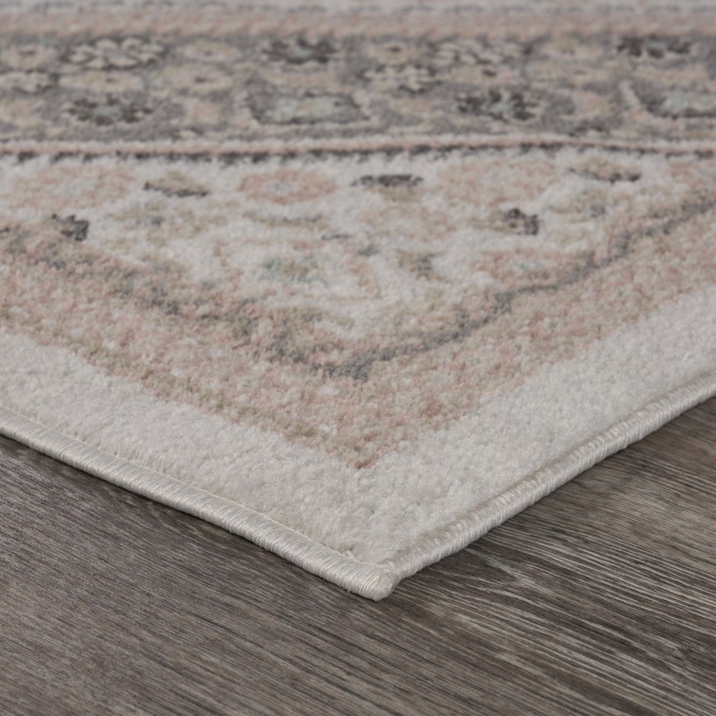 5 x 7 Gray and Blush Traditional Area Rug Image 5