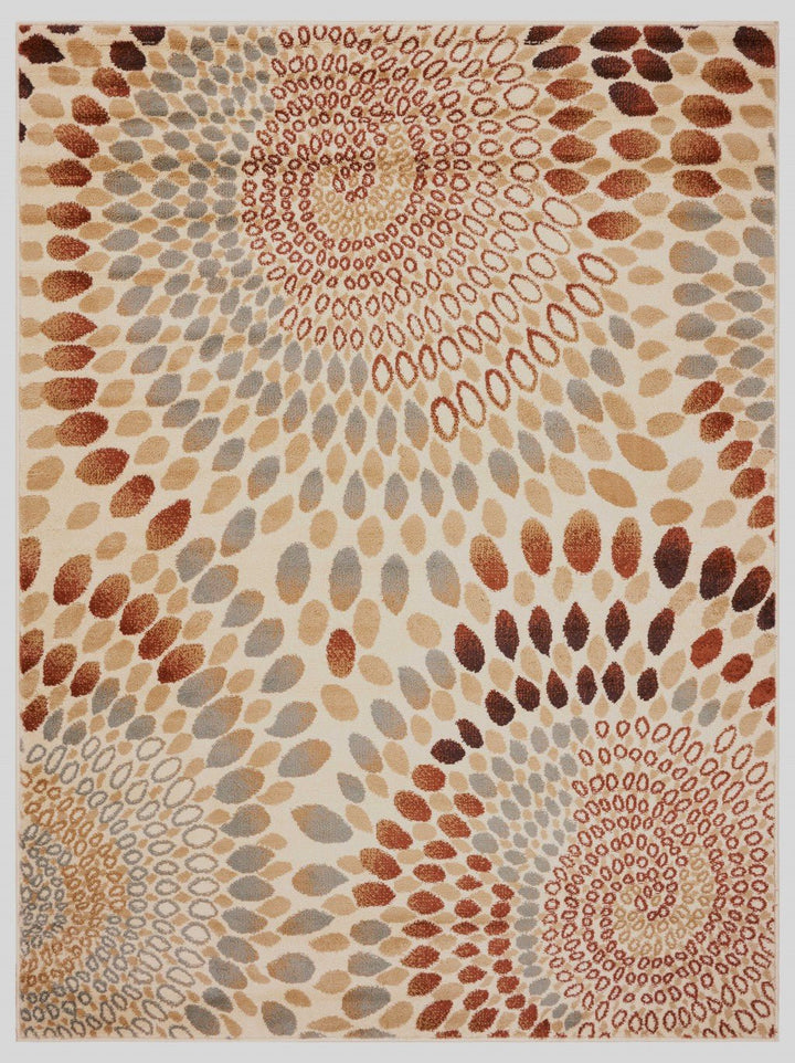 8 x 10 Cream and Brown Swirls Area Rug Image 1