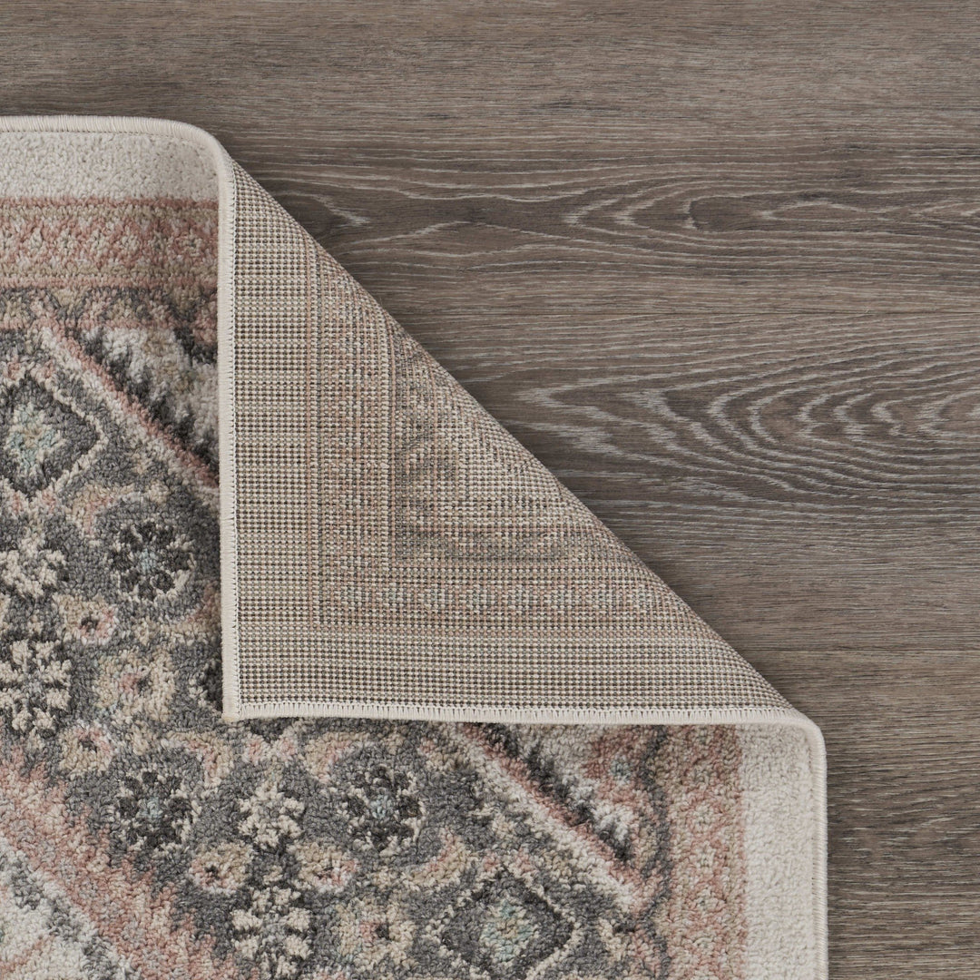 5 x 7 Gray and Blush Traditional Area Rug Image 6