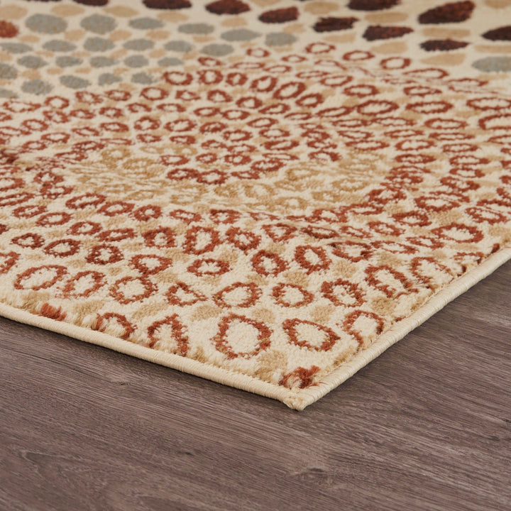 8 x 10 Cream and Brown Swirls Area Rug Image 4