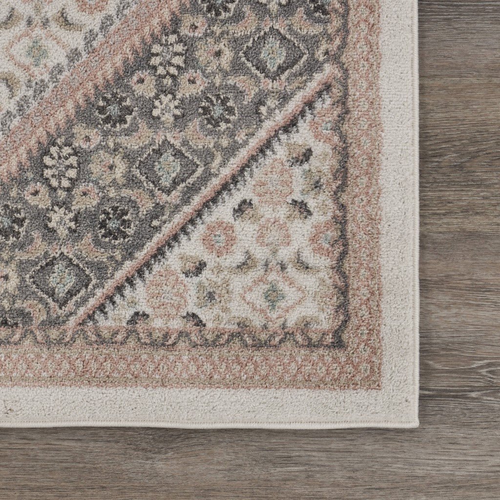 5 x 7 Gray and Blush Traditional Area Rug Image 8