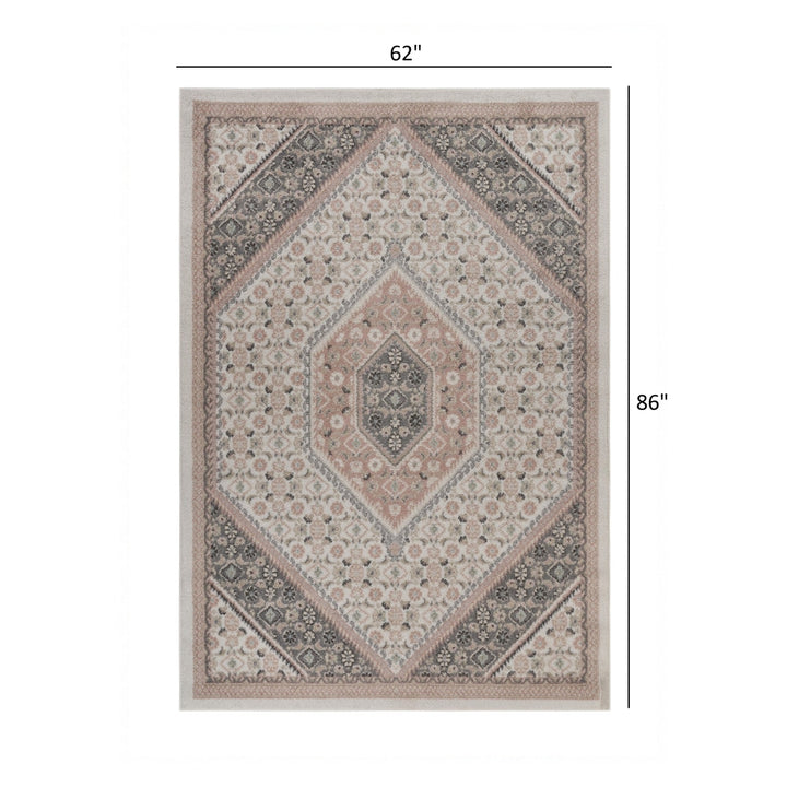 5 x 7 Gray and Blush Traditional Area Rug Image 10