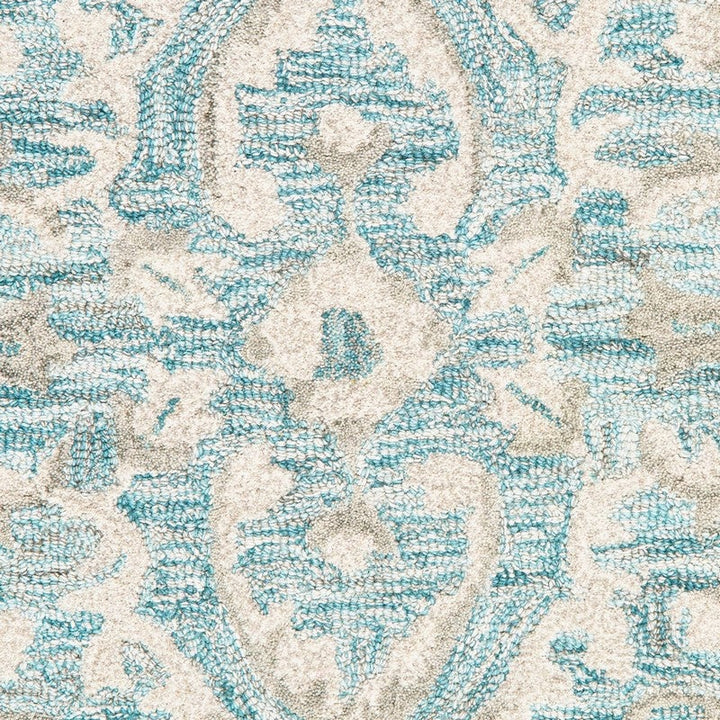 5 x 8 Turquoise and Cream Medallion Area Rug Image 6