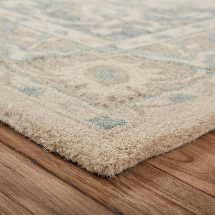 5 x 8 Turquoise and Cream Medallion Area Rug Image 8