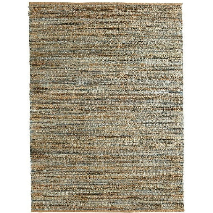 5 x 8 Teal and Natural Braided Jute Area Rug Image 1