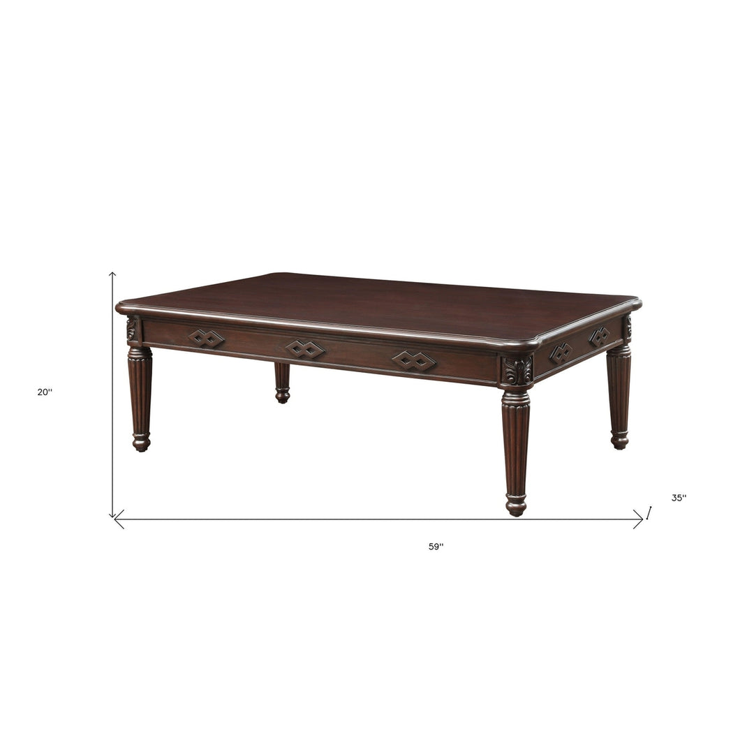 59" Espresso Solid Wood Rectangular Coffee Table Image 6