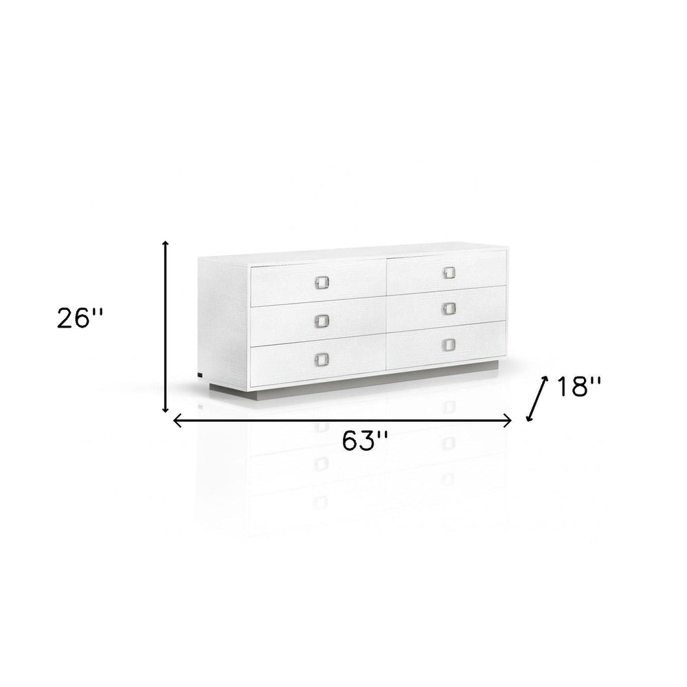 63" White Solid And Manufactured Wood Six Drawer Dresser Image 2