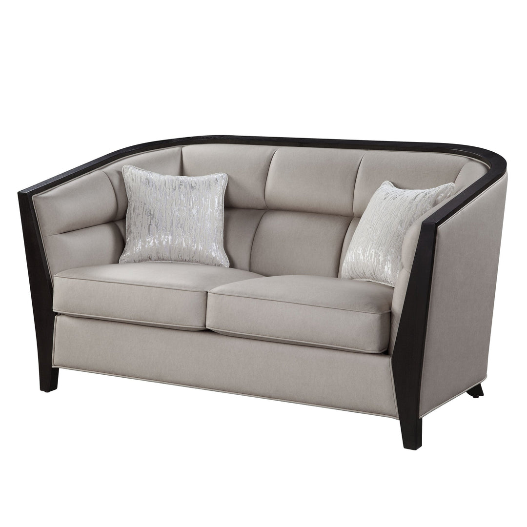 64" Beige And Black Loveseat Image 1