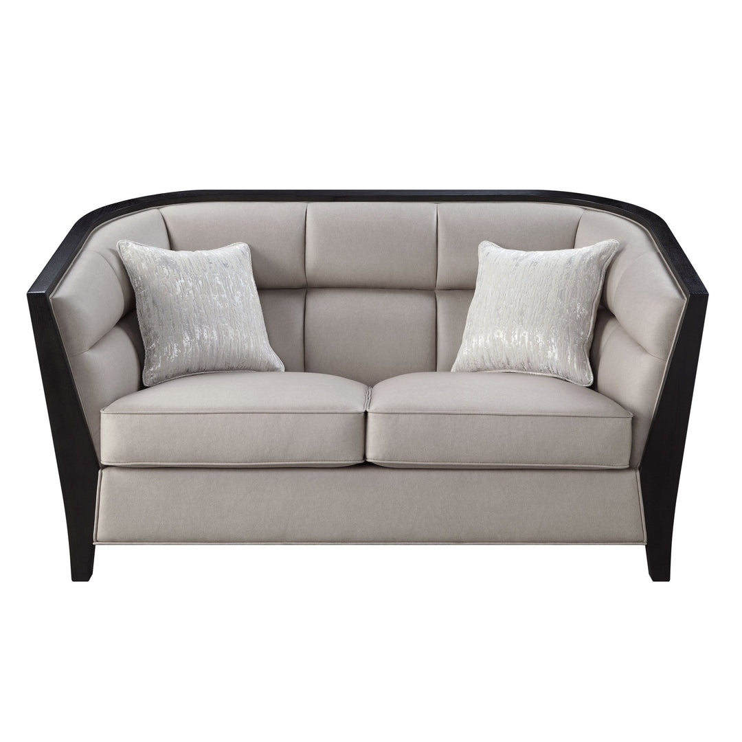 64" Beige And Black Loveseat Image 2