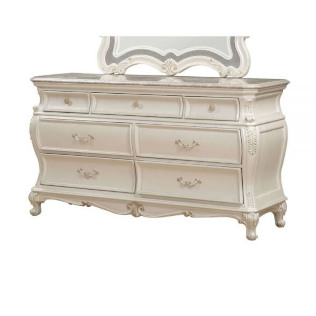 66" Pearl Solid and Manufactured Wood Seven Drawer Triple Dresser Image 1