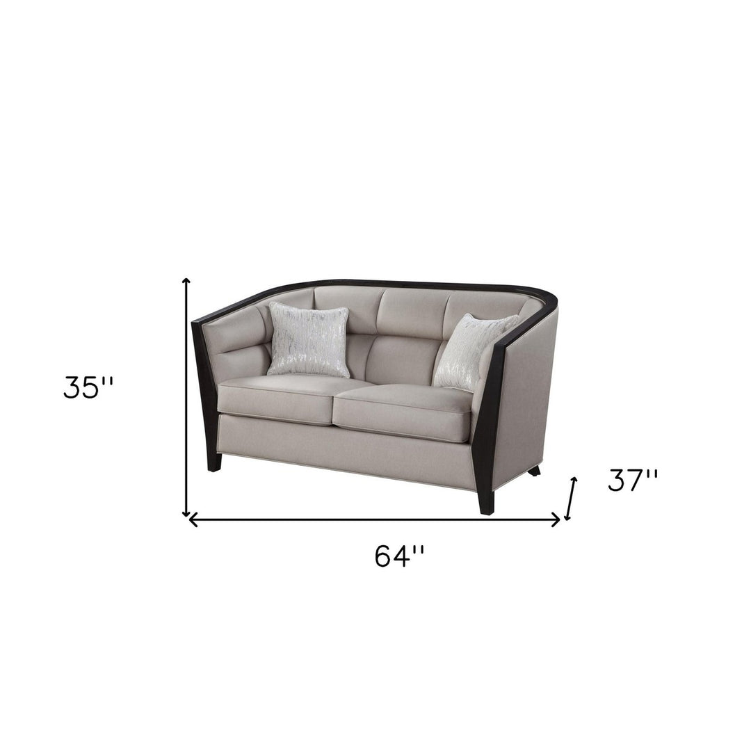 64" Beige And Black Loveseat Image 7