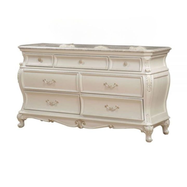 66" Pearl Solid and Manufactured Wood Seven Drawer Triple Dresser Image 4