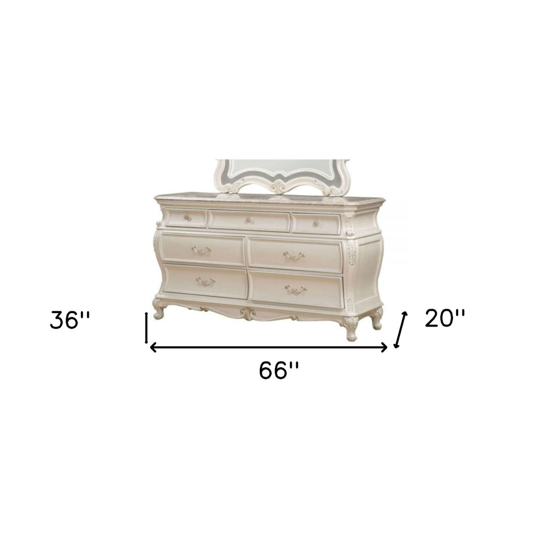 66" Pearl Solid and Manufactured Wood Seven Drawer Triple Dresser Image 5