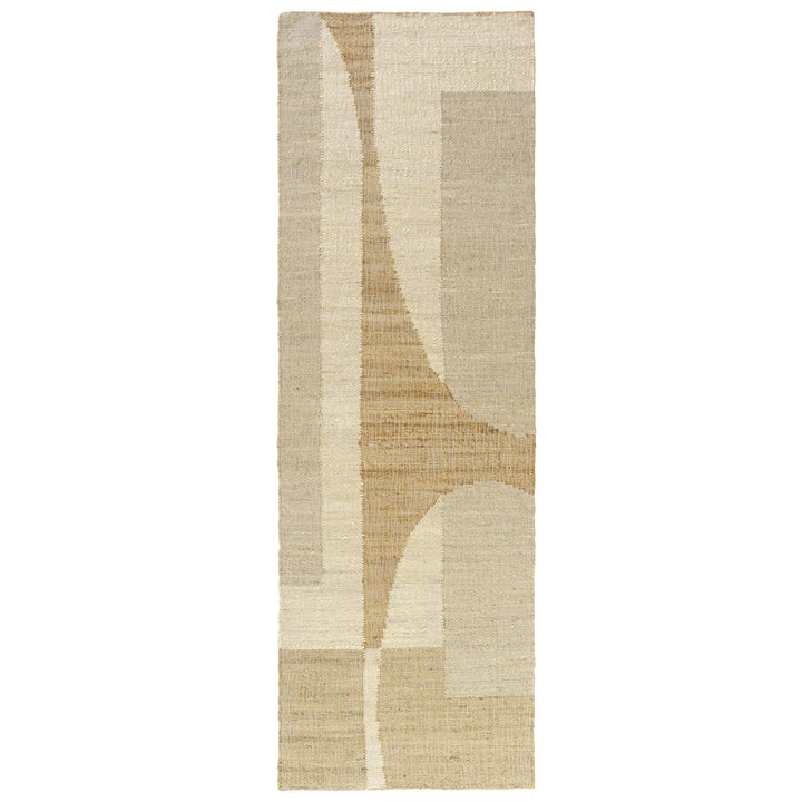 8 Runner Natural and Ivory Abstract Hand Woven Area Rug Image 1