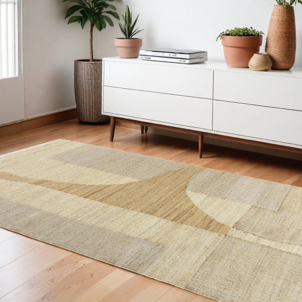 8 Runner Natural and Ivory Abstract Hand Woven Area Rug Image 3