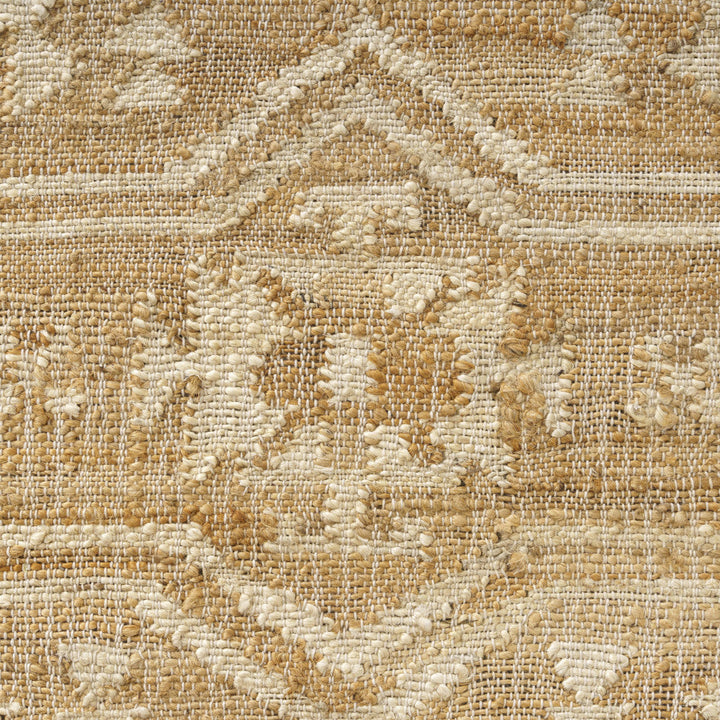 8 Runner Natural and Ivory Medallion Hand Woven Area Rug Image 11