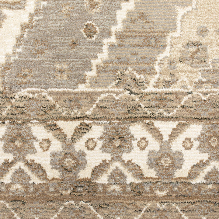 8 Runner Beige and Ivory Oriental Power Loom Runner Rug Image 3