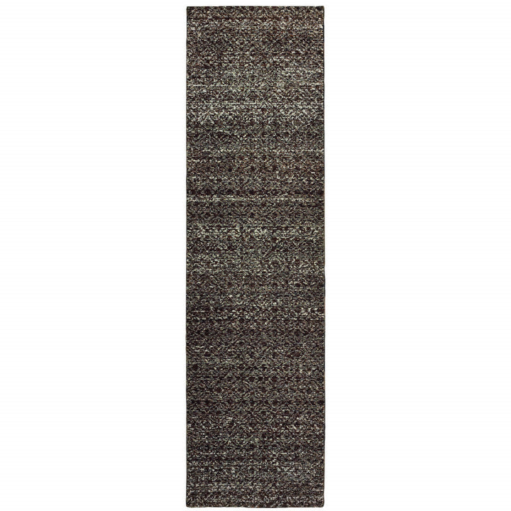 8 Runner Gray Geometric Power Loom Runner Rug Image 1