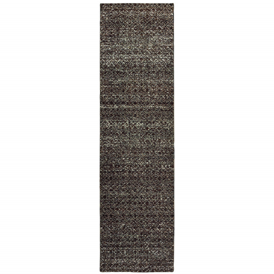 8 Runner Gray Geometric Power Loom Runner Rug Image 1