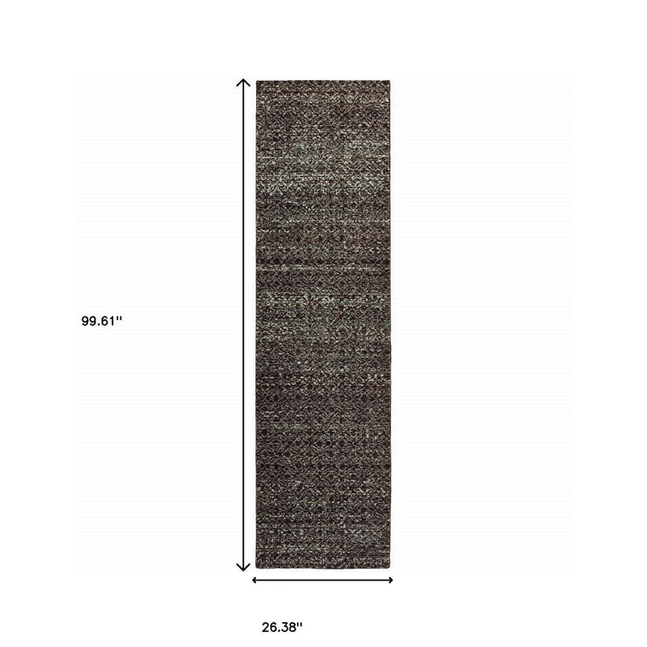 8 Runner Gray Geometric Power Loom Runner Rug Image 3