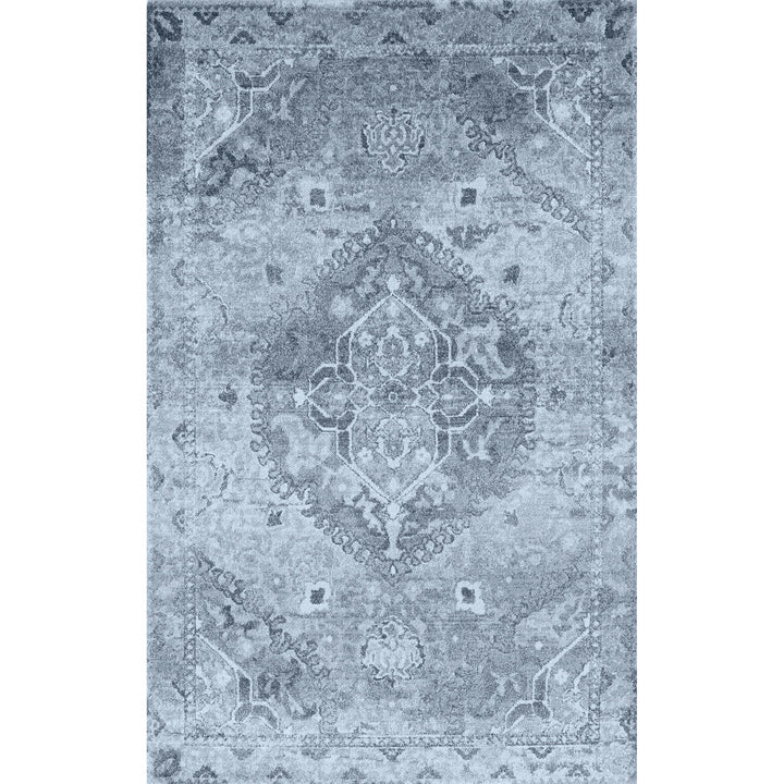 8 x 11 Blue Oriental Distressed Area Rug Image 1