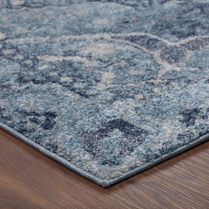 8 x 11 Blue Oriental Distressed Area Rug Image 5