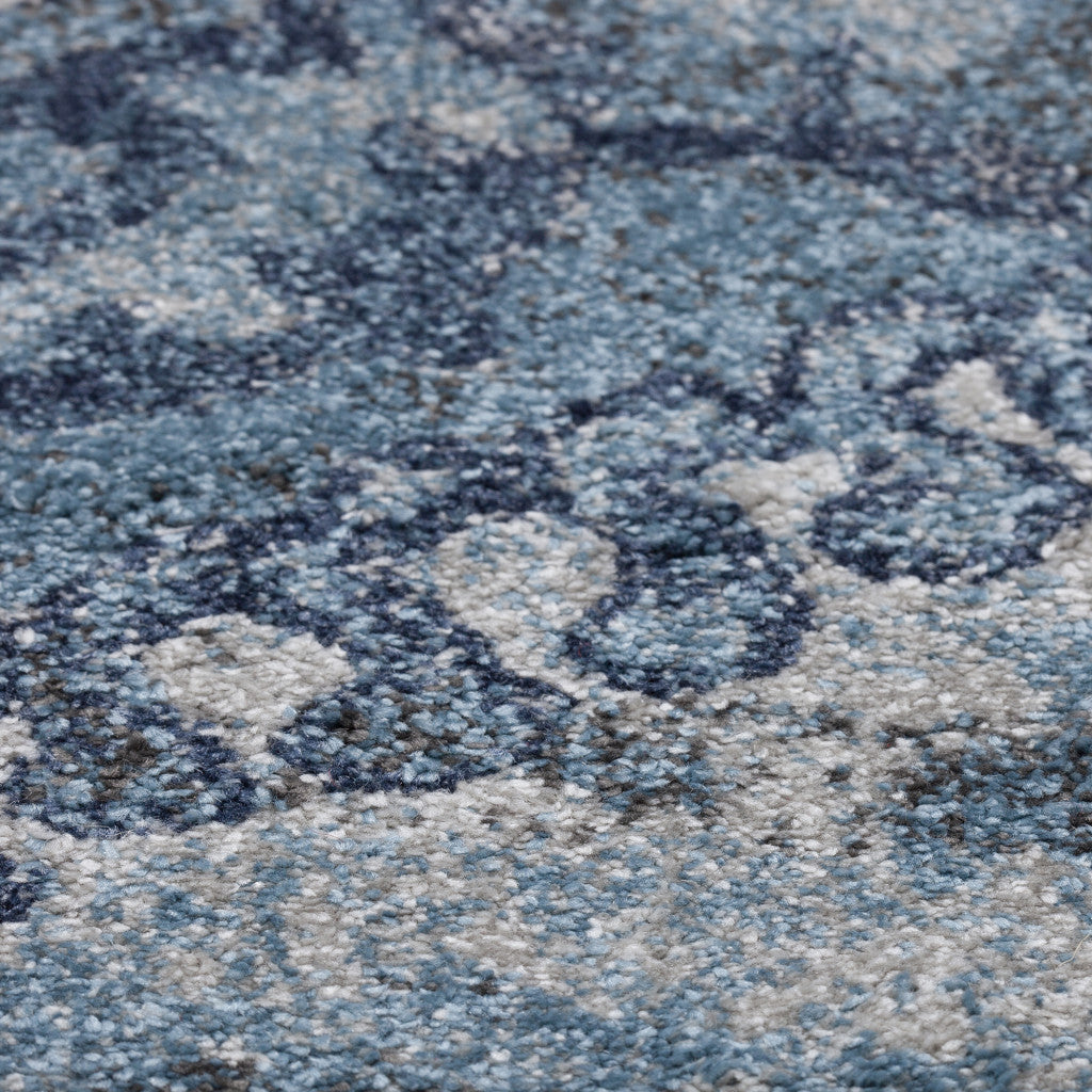 8 x 11 Blue Oriental Distressed Area Rug Image 8