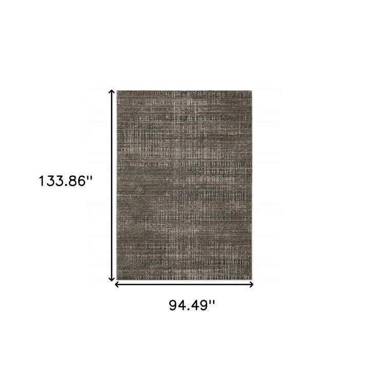 8 X 11 Charcoal Grey Grey Ivory Tan And Brown Abstract Power Loom Stain Resistant Area Rug Image 11