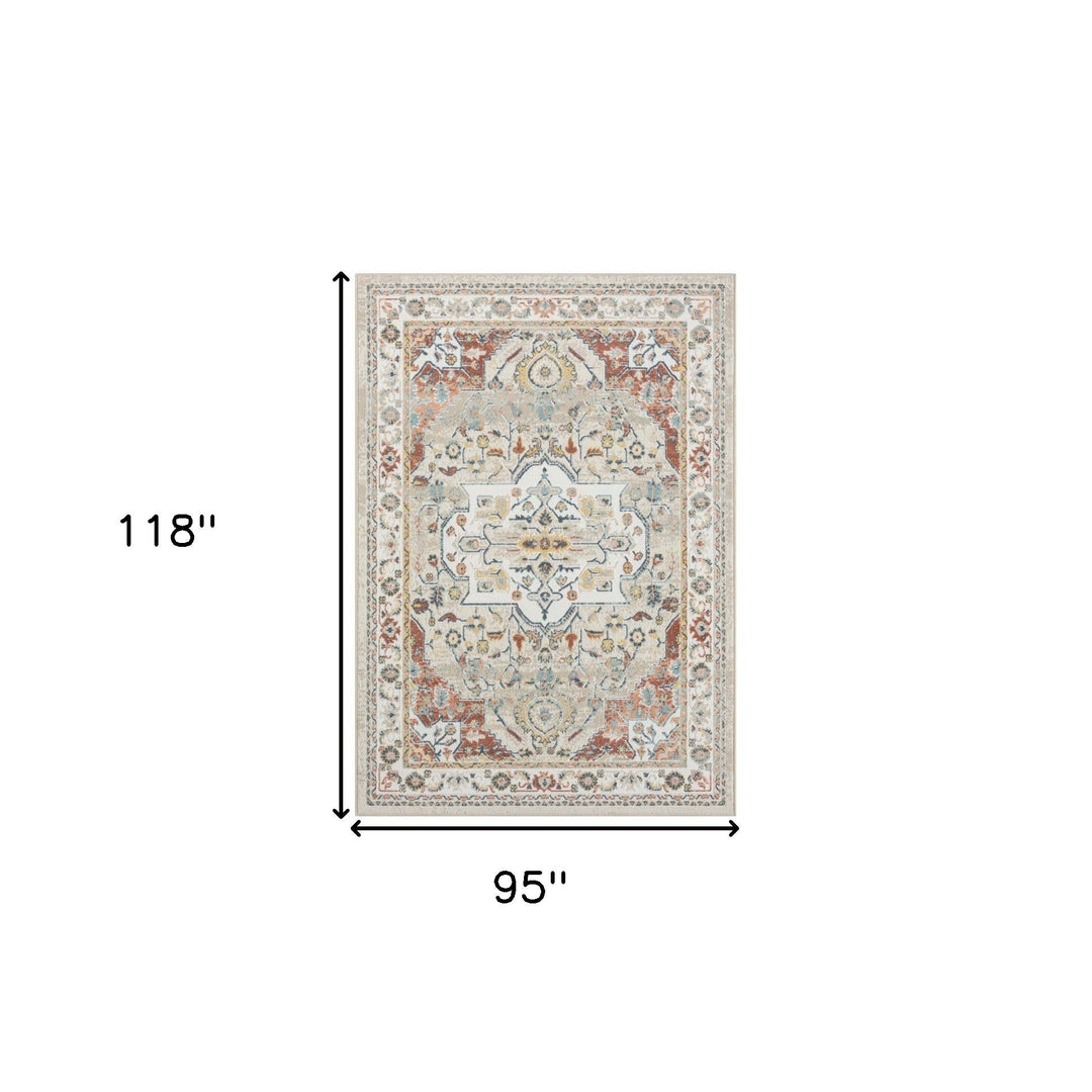 8 x 10 Ivory Abstract Area Rug Image 6