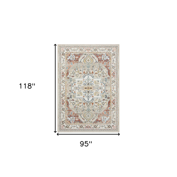 8 x 10 Ivory Abstract Area Rug Image 6