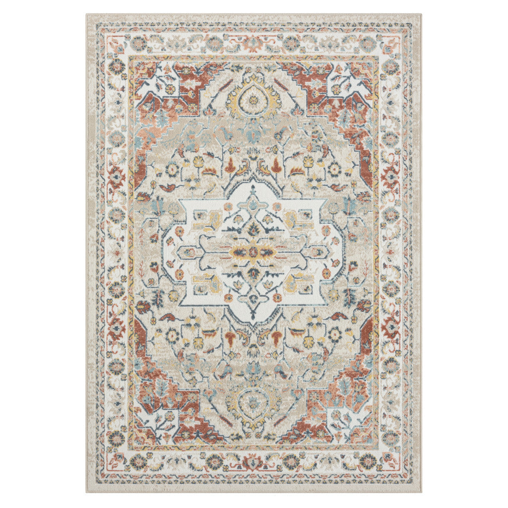 8 x 10 Ivory Abstract Area Rug Image 12