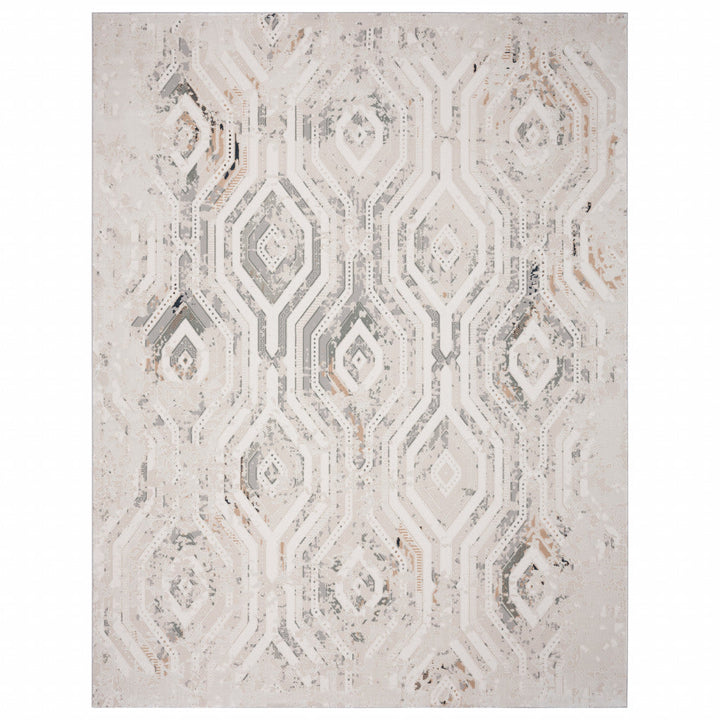 5 X 8 Cream Abstract Distressed Area Rug Image 5