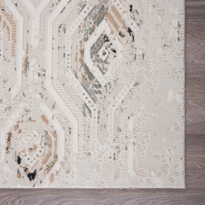 5 X 8 Cream Abstract Distressed Area Rug Image 7