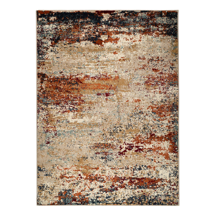 5 x 7 Orange Abstract Power Loom Area Rug Image 1