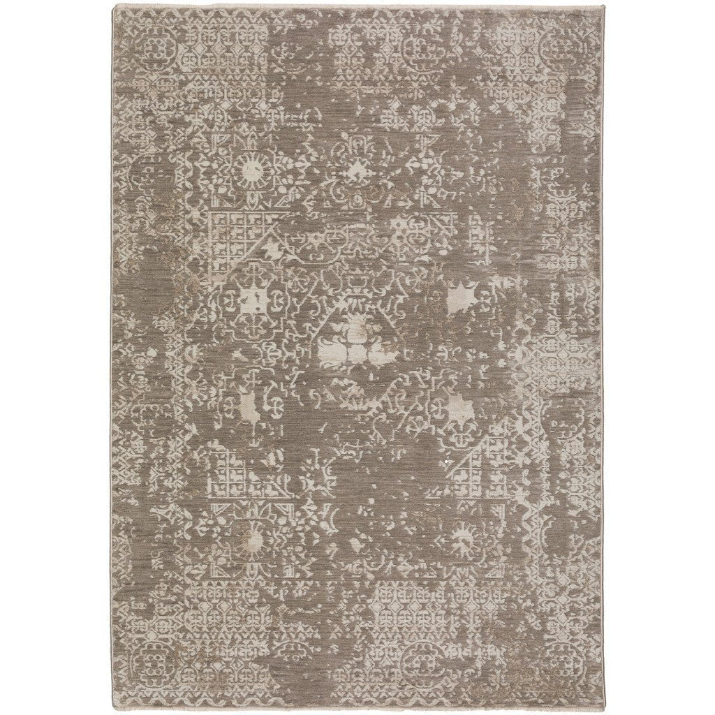 8 X 10 Gray Oriental Area Rug With Fringe Image 9